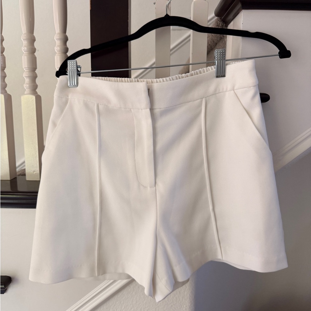 Skies Are Blue White High-Waist Tailored Shorts